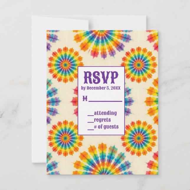 Psychedelic Tie Dye RSVP Cards (Front)