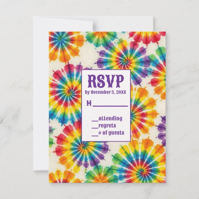 Psychedelic Tie Dye RSVP Cards (Front)