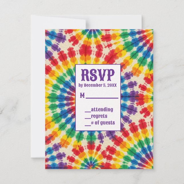 Psychedelic Tie Dye RSVP Cards (Front)
