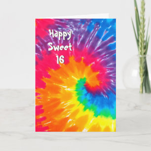 Psychedelic Tie Dye Sweet 16 Card
