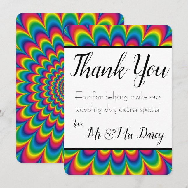 Psychedelic Tie Dye Thank You Card (Front/Back)