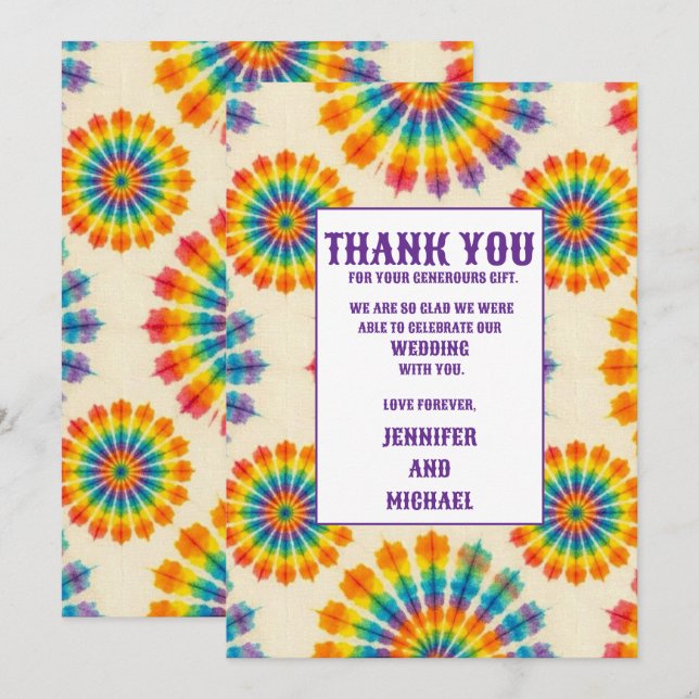 Psychedelic Tie Dye Thank You Cards (Front/Back)