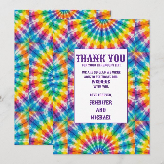 Psychedelic Tie Dye Thank You Cards (Front/Back)