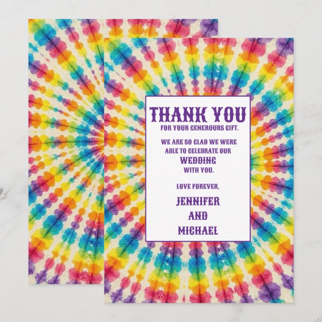 Psychedelic Tie Dye Thank You Cards (Front/Back)