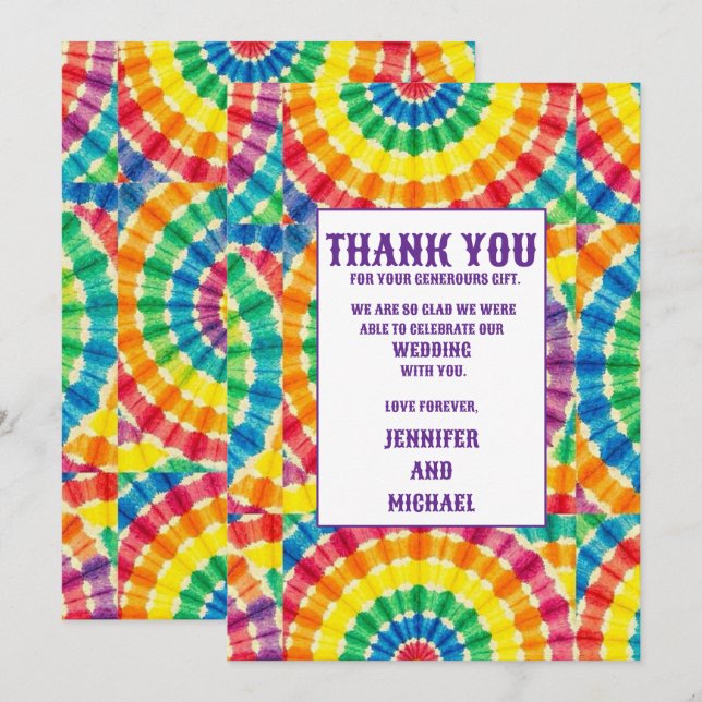 Psychedelic Tie Dye Thank You Cards (Front/Back)