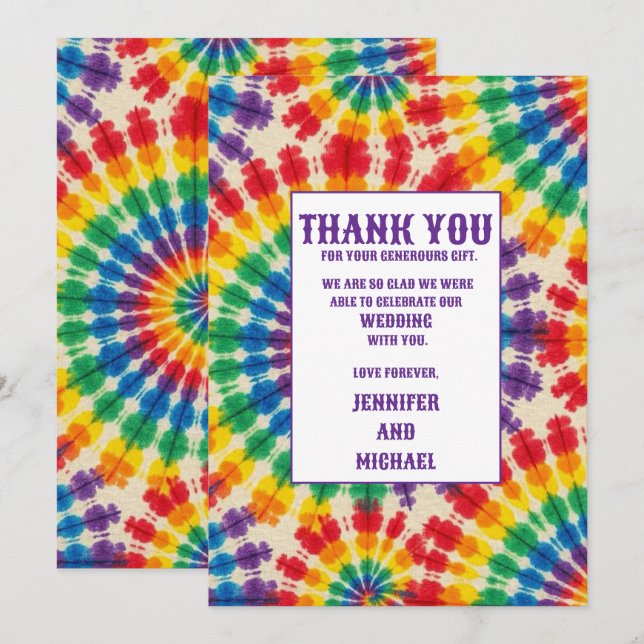 Psychedelic Tie Dye Thank You Cards (Front/Back)