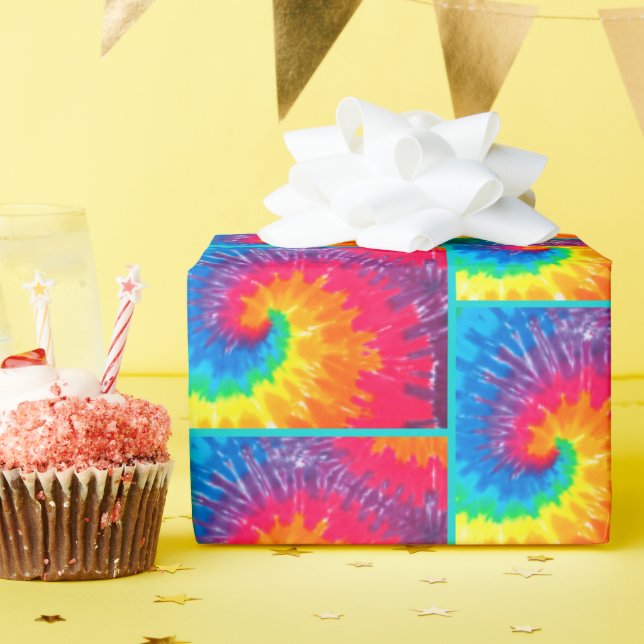 Psychedelic Tie Dye Tile Wrapping Paper (Birthday Party)