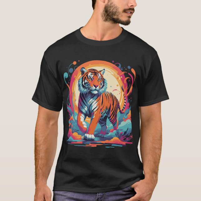 psychedelic tiger in vibrant jungle T-Shirt (Front)