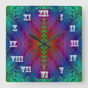 Psychedelic Time Warp by SD. Kelley Square Wall Clock