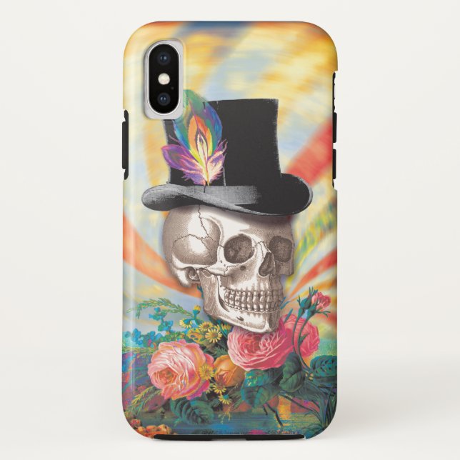 Psychedelic Top Hat Skull Case-Mate iPhone Case (Back)