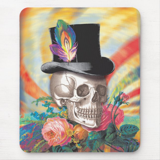 Psychedelic Top Hat Skull Mousepad (Front)