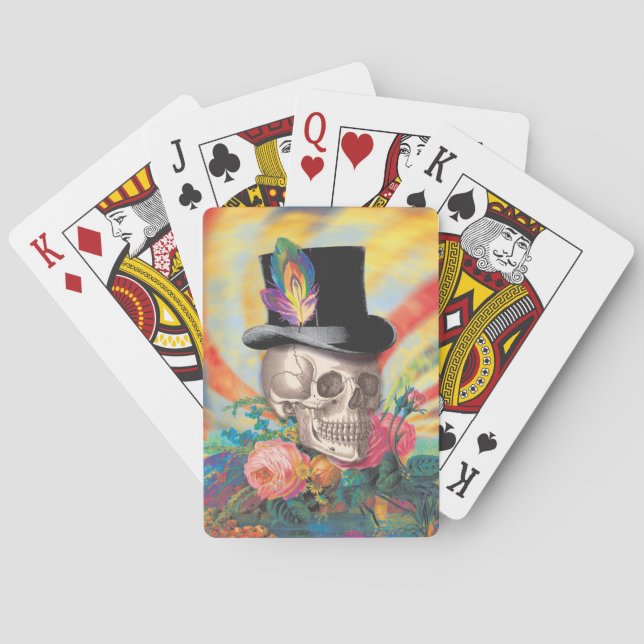 Psychedelic Top Hat Skull Playing Cards (Back)