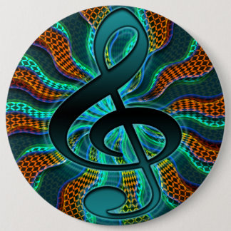 Psychedelic Treble Clef / G Clef Music Symbol 6 Cm Round Badge