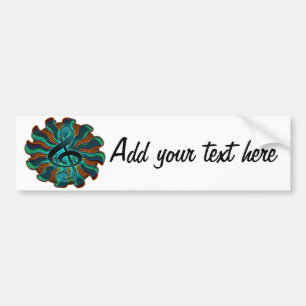 Psychedelic Treble Clef / G Clef Music Symbol Bumper Sticker