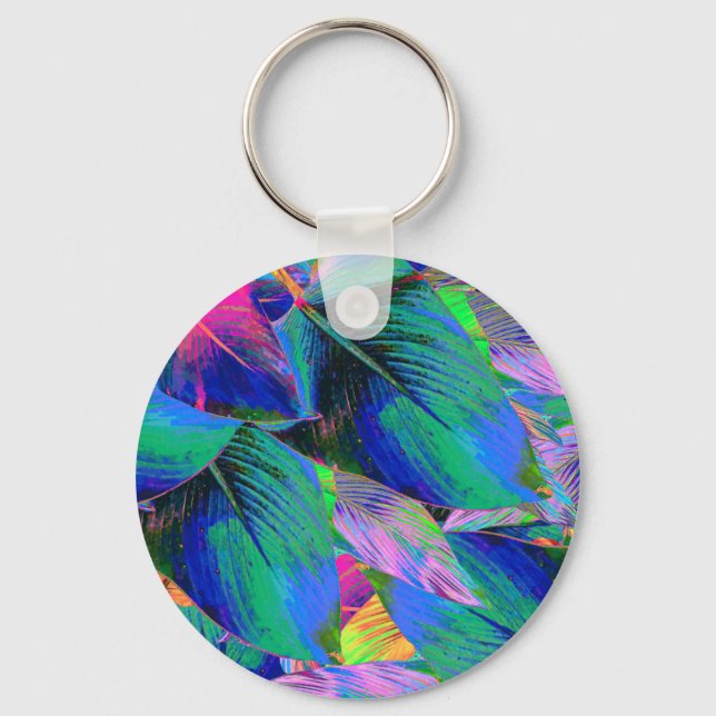 Psychedelic Tree Leaves Key Ring (Front)