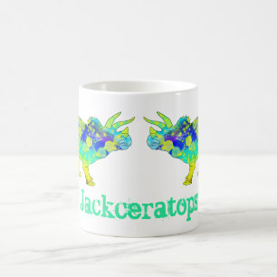 Psychedelic Triceratops Dinosaur art Jack Add Name Coffee Mug