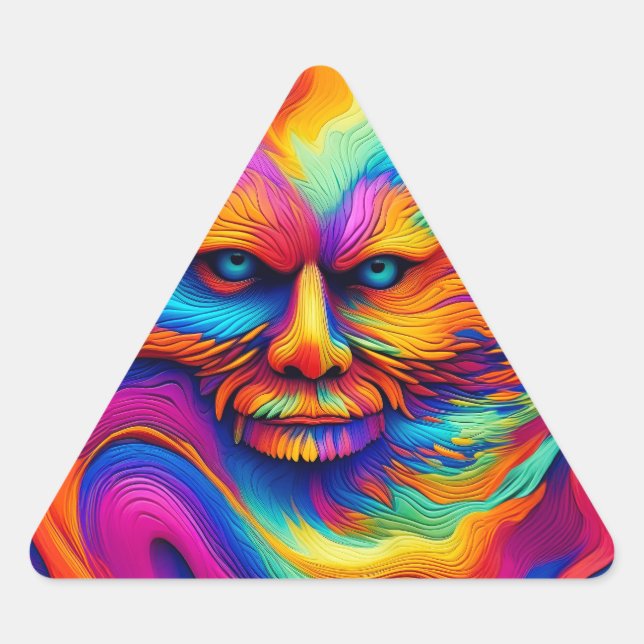 Psychedelic Trippy Colourful Abstract Paint Splash Triangle Sticker (Front)