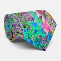 Psychedelic Trippy Lime Green and Blue Flowers