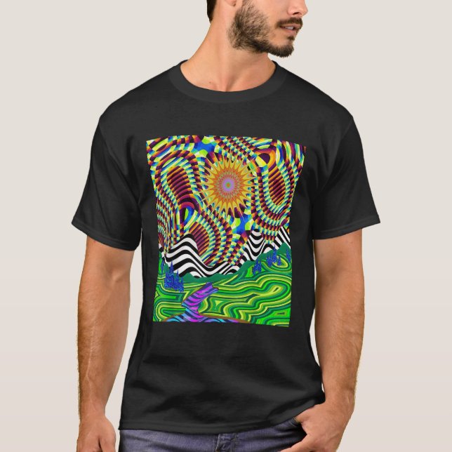 Psychedelic Trippy Mountain Funny Hippie Nature Lo T-Shirt (Front)