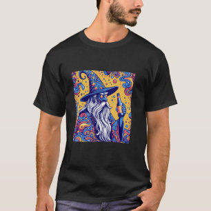 Psychedelic Trippy Olive Green Weird Wizard Drinki T-Shirt