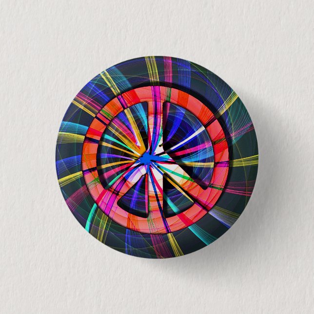 Psychedelic Trippy Peace Sign 3 Cm Round Badge (Front)