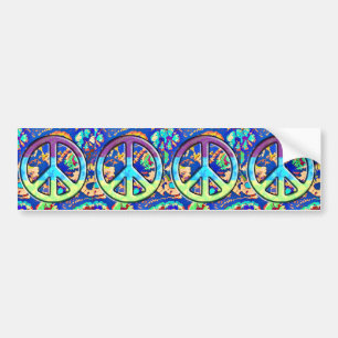 Psychedelic Trippy Purple Peace Sign Bumper Sticker