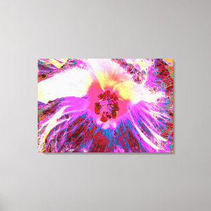 Psychedelic Trippy Rainbow Colours Hibiscus Flower Canvas Print