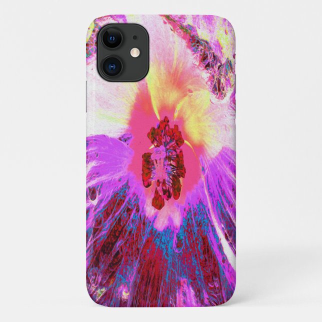 Psychedelic Trippy Rainbow Colours Hibiscus Flower Case-Mate iPhone Case (Back)
