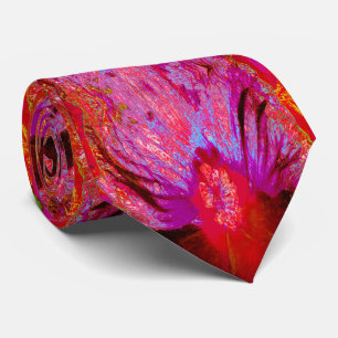 Psychedelic Trippy Retro Red Hibiscus Flower Tie