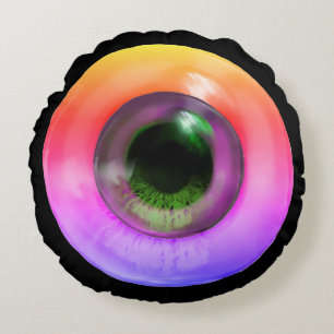 Psychedelic Trippy Weird Hippie Funky Eye Round Cushion