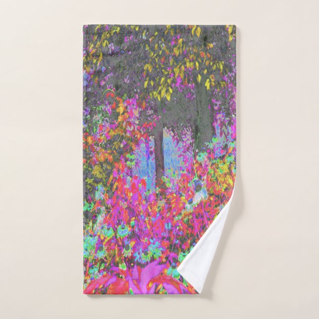 Psychedelic Tropical Festival Garden Sunrise Hand Towel (Hand Towel)