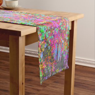 Psychedelic Tropical Festival Garden Sunrise Short Table Runner