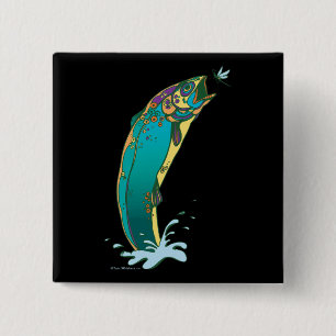 Psychedelic Trout Fishing 15 Cm Square Badge