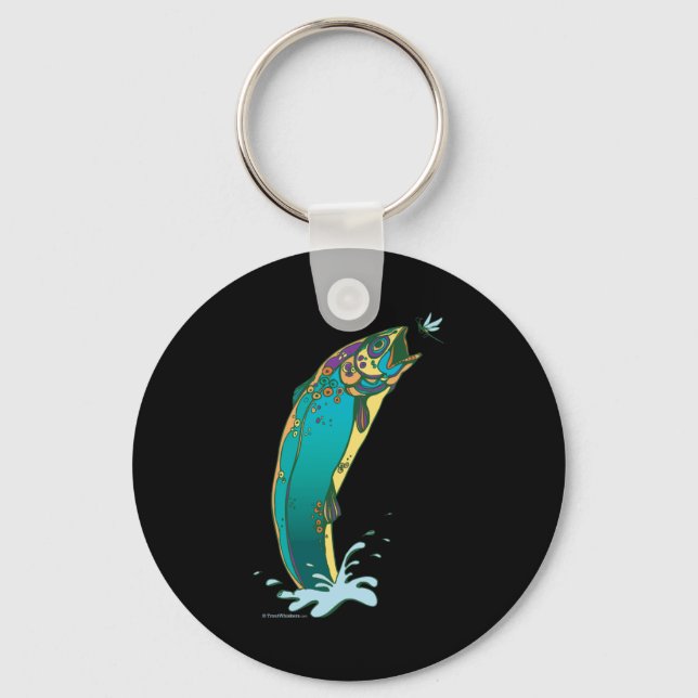 Psychedelic Trout Fishing Key Ring (Front)