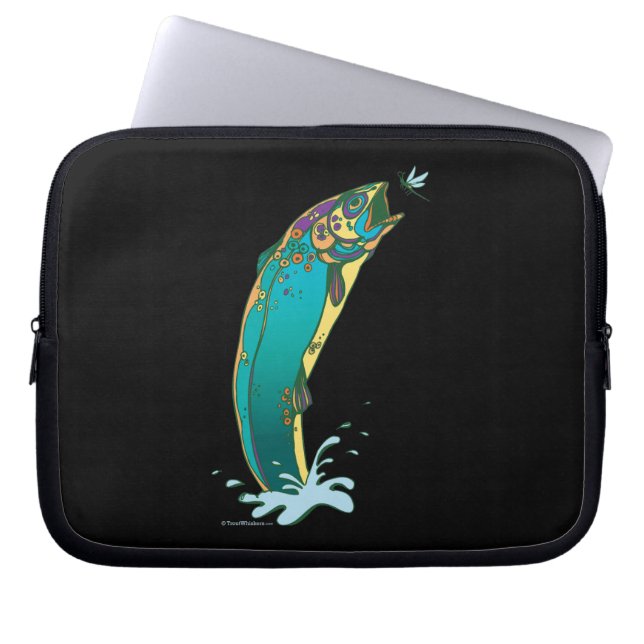 Psychedelic Trout Fishing Laptop Sleeve (Front)
