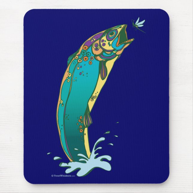 Psychedelic Trout Fishing Mouse Mat (Front)