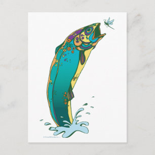 Psychedelic Trout Fishing Postcard
