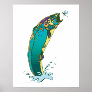 Psychedelic Trout Fishing Poster