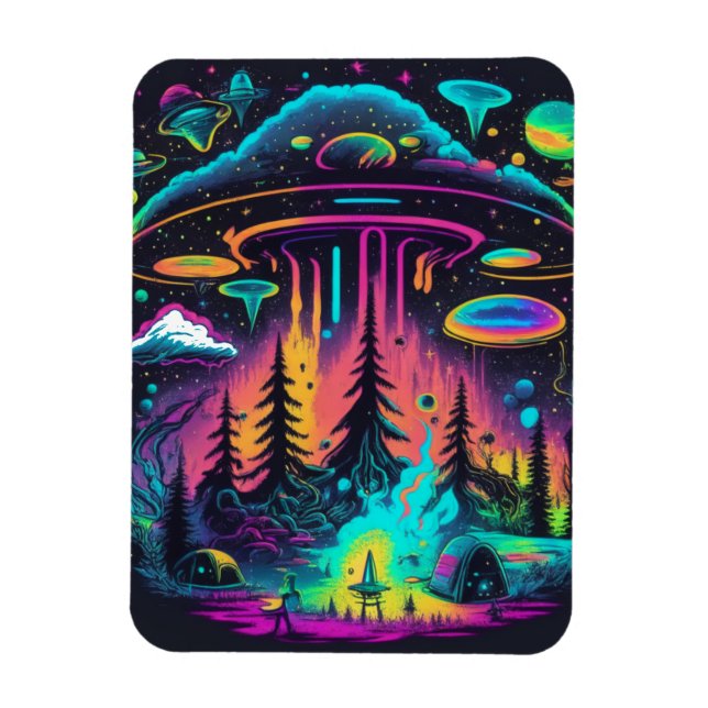 Psychedelic UFO Fantasy Art  Magnet (Vertical)