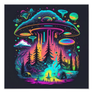 Psychedelic UFO Fantasy Art Photo Print