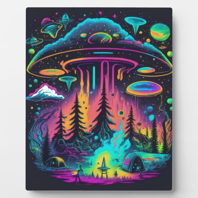 Psychedelic UFO Fantasy Art  Plaque (Front)