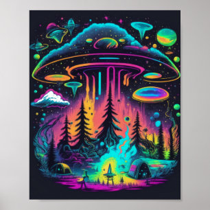 Psychedelic UFO Fantasy Art Poster