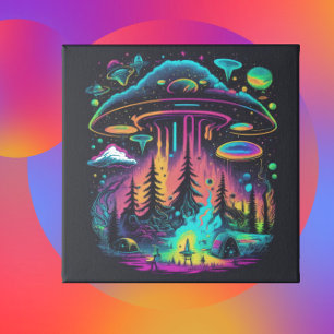 Psychedelic UFO Fantasy Art Poster