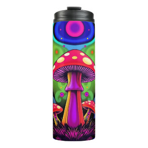 Psychedelic Vibrant Colourful Retro Mushrooms Thermal Tumbler