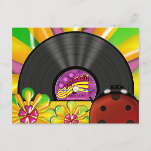 Psychedelic Vinyl Record Personalised Postcards