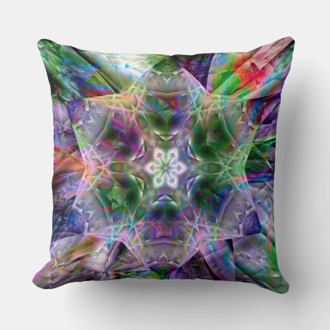 Psychedelic virtual star, acrylic or neon abstract cushion (Front)