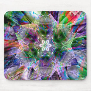 Psychedelic virtual star, acrylic or neon abstract mouse mat