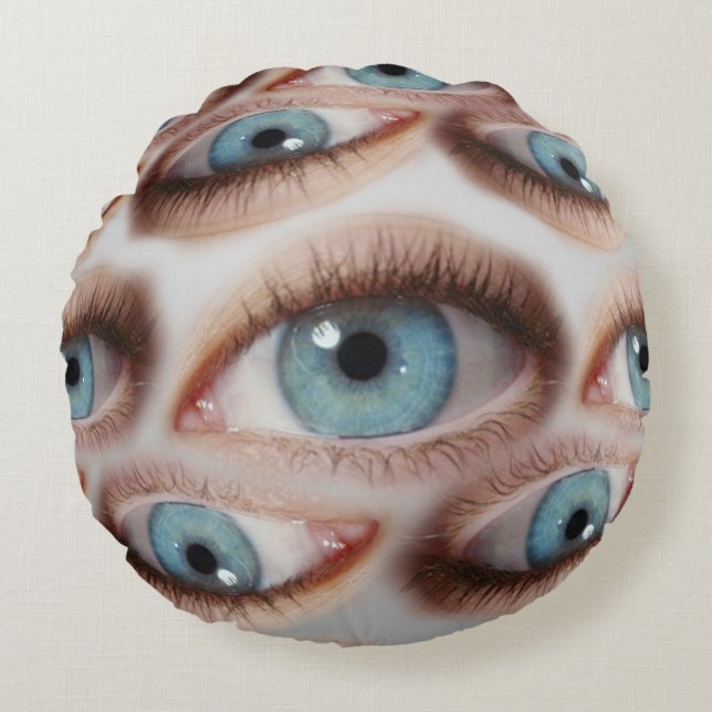 Psychedelic Vision: Abstract Eye Illusion Round Cushion (Front)