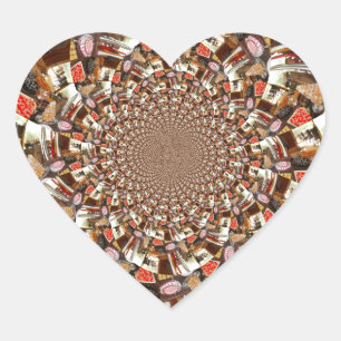 Psychedelic Vision of Brown Hues Heart Sticker