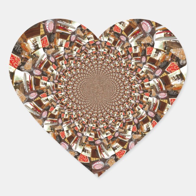 Psychedelic Vision of Brown Hues Heart Sticker (Front)